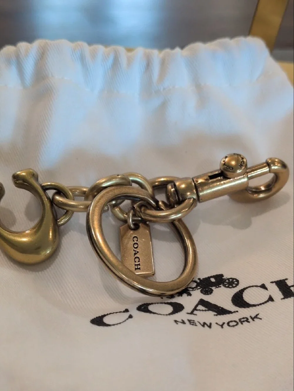 Coach Gold-Tone C Keyring Charm